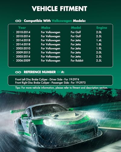 Image of SCITOO Front Brake Calipers Without Bracket 19-2975 19-2974 Compatible For Audi For A1 2011-2013,For Audi For A3 2010-2013,For Volkswagen For Type 1 2012-2019,For Volkswagen For Bora 2005-2010