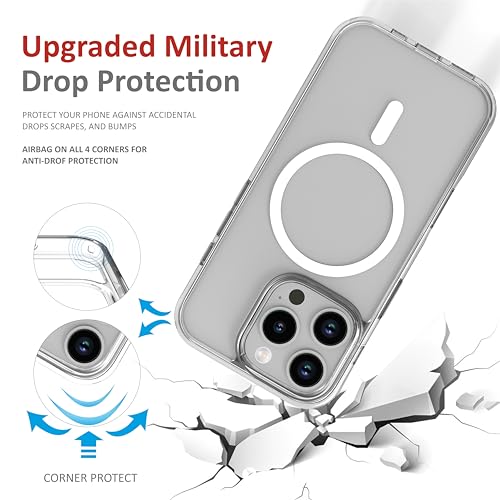 Image of for iPhone Case 16 Pro with Mag-Safe, [Anti-Yellowing Technology] [Military Grade Drop Protection] Shockproof Slim Hybrid Phone Case for iPhone 16 Pro - Crystal Steel Grey