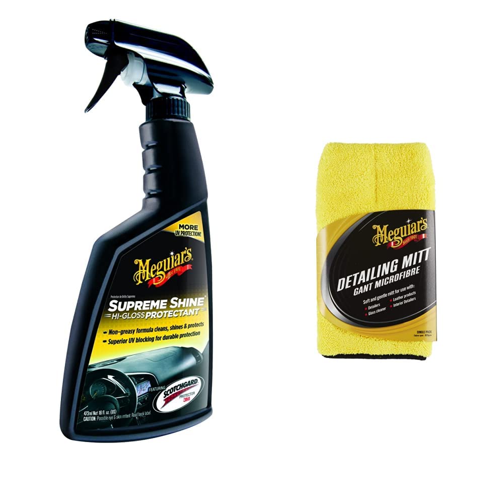 Meguiar's G4016EU Supreme Shine Plastiques Intérieurs - 473 ML & Gant de Finition Detailing Mitt X1804EU