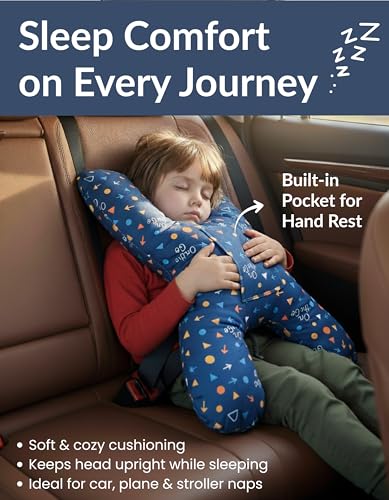 Image of X Shape Travel Pillow - Neck & Head Support Cushion for Airplane, Car, Train & Office - Comfortable Travel Neck Pillow for Sleeping - Compact Portable Neck Pillow for Adults & Kids