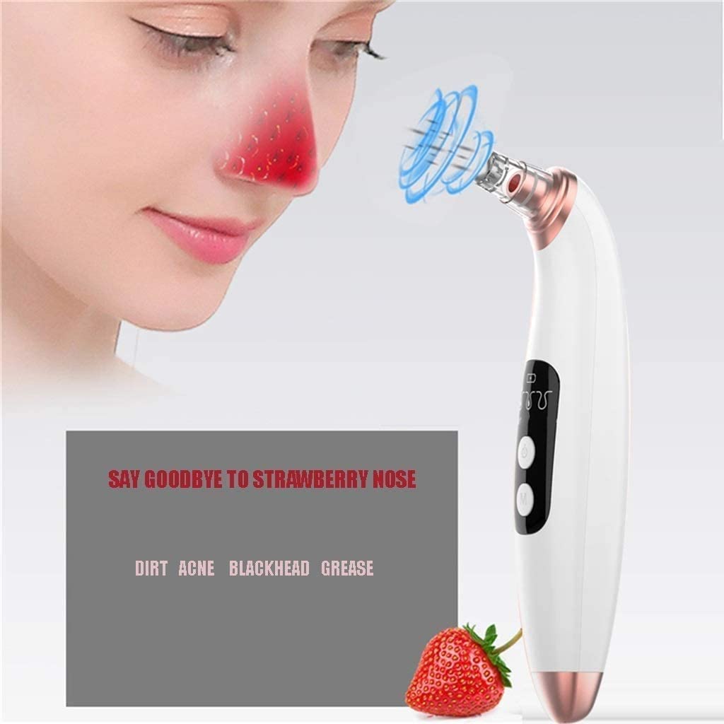 Aspirapolvere for punti neri Aspirapolvere for punti neri Estrattore di comedoni for l'acne Strumento di aspirazione for punti neri ricaricabile USB con 6 sonde for la rimozione dell'acne di pu