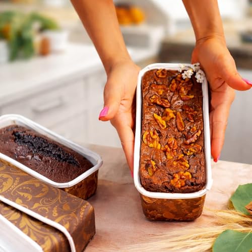 Image of Loaf Pans, Plumpy Disposable Loaf Bread Pan, Bread Pans for Baking Molds with Festive Snowflake and Christmas Designs, for Cakes and Treats (Black, Pack of 10)