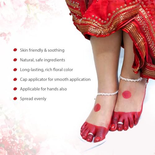 Image of KEYA SETH AROMATHERAPY 100% Natural Red Alta Mahavar Feet Colour Enriched with Floral Pigments, No Side- Effects 95ml