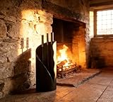 Kingson Modern Fireplace Companion Set with Stand - 3 Tools, 52.5cm Height, 18cm Cylinder Base, Black Stainless Steel Handles - Fireplace Accessories for Hearth, Wood Stove & Fire Pit