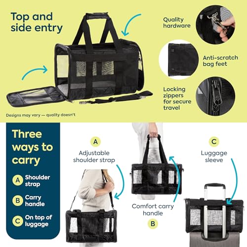image for Sherpa Pet Carrier Airline Approved with Spring Wire Frame - Cat & Dog