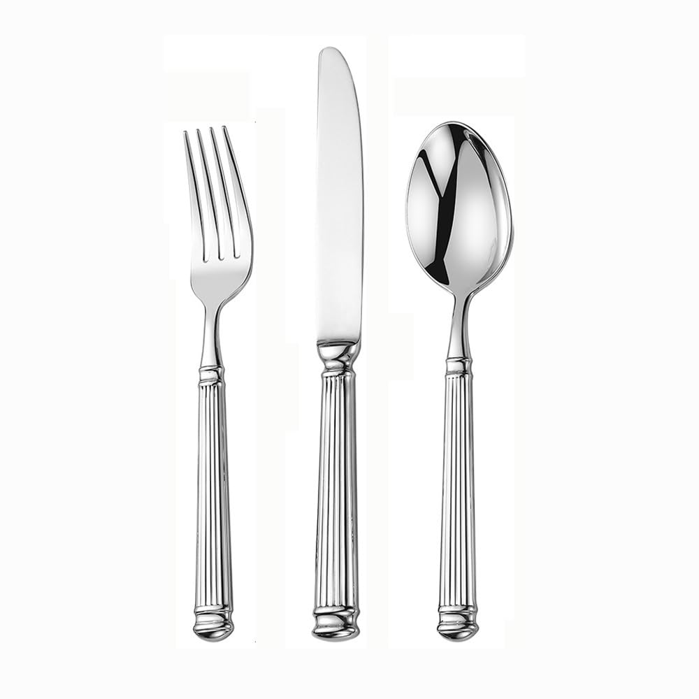 Juego de Cubiertos Ligeros de Lujo forjados con Mango de Columna Romana Maciza, vajilla de Acero Inoxidable para Cocina, Cubiertos, Cuchillo para Carne, Tenedor, Cuchara, cucharill