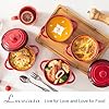 LOVECASA Mini Cocotte Set,12 OZ Small Casserole Dishes with Lids, Soup Bowls With Handles,Individual Baking Ramekins,Oven, Microwave & Dishwasher Safe,Set of 4,Red #1