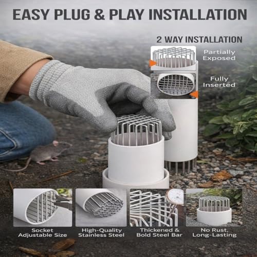 Image of SS Anti Rat Drain & Pipe Cover | Universal Strong Rust-Resistant Wire Mesh Mouse Guard | Gutter Metal Filter Strainer | Rodent Catcher - Prevent Clogs, Backflow Insects in Sewer Lines