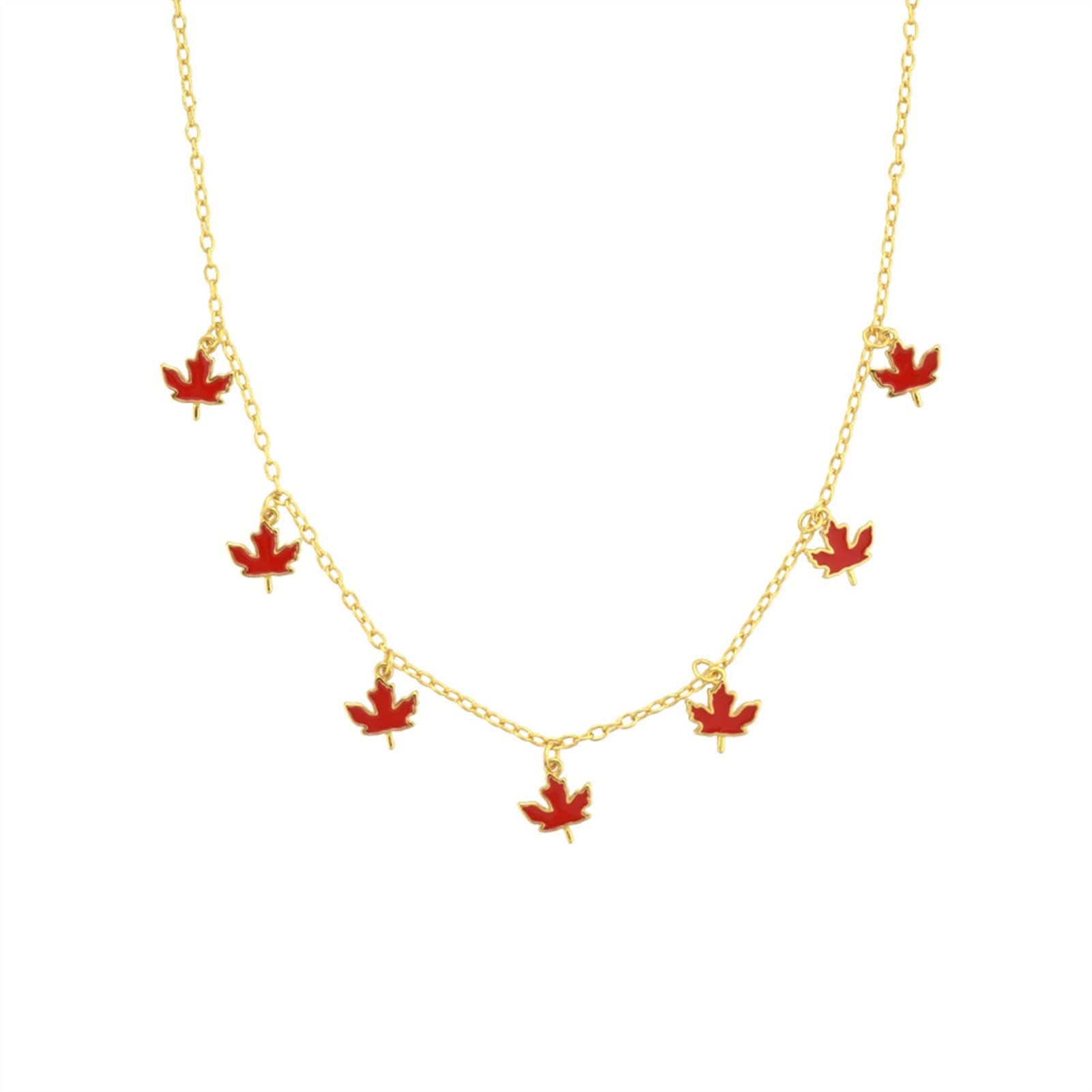Collana da Donna 925 Sterling Silver Golden Acero Foglia a Pendente Collana Collana Collana Lunga Catena Rossa Smalto Signore Gioielli squisiti per Collezione Regali Decorazioni Costume