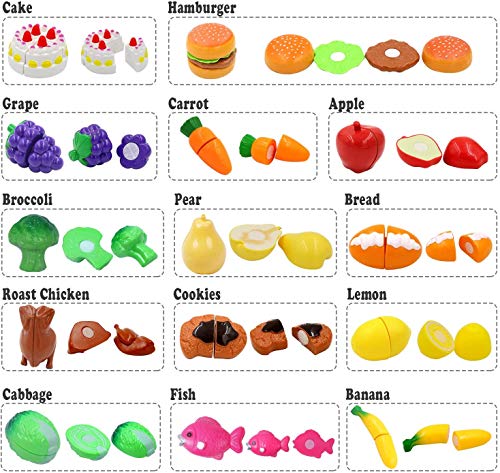 Digheath Pretend Play Food Set,Kitchen Cutting Toys,Bpa Free Plastic Fruits & Vegetables For Kids With Realistic Basket,Knife And Chopping Board,Best Children Educational Play Set #TOP6