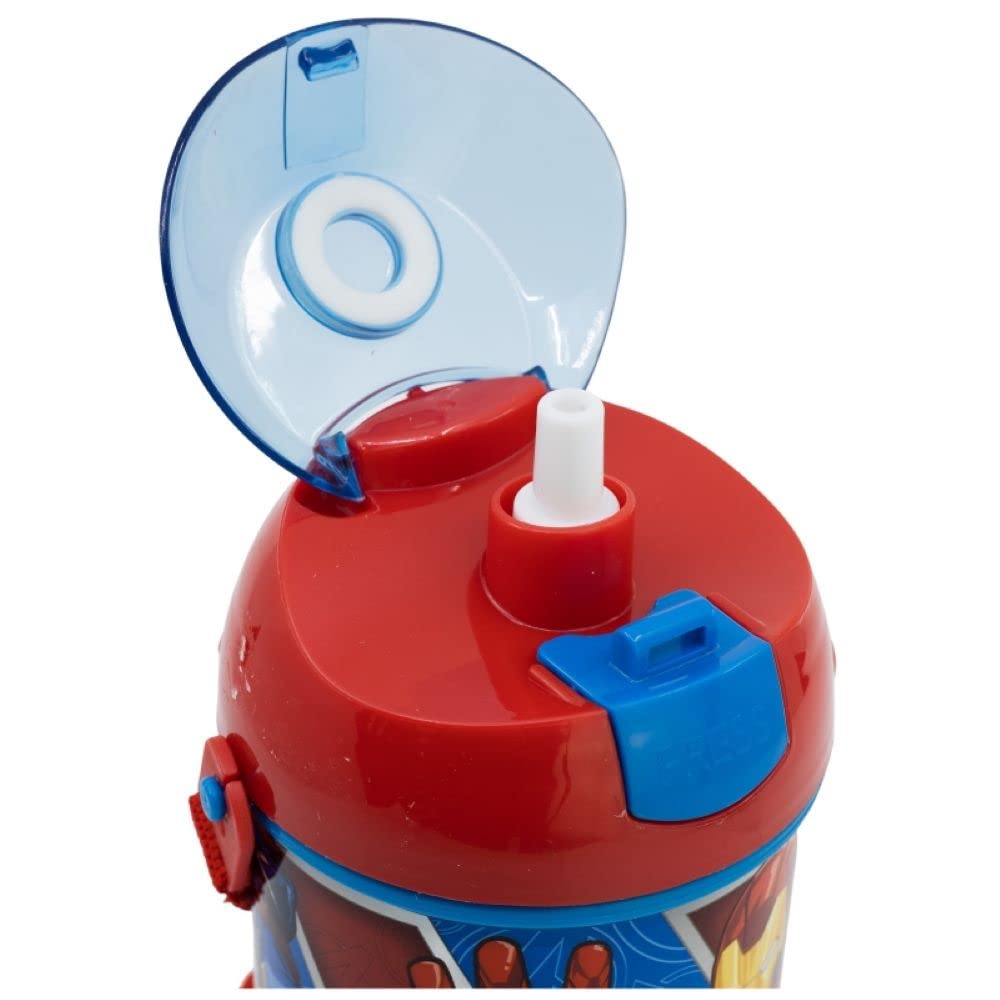 Marvel Avengers Pop Up Water Bottle Drink Bottle Flask with Neck Cord for Easy Carry School Lunch Kids Childrens 450ml Includes Half Size 12pcs Pencil Set (Avengers) - Image 4