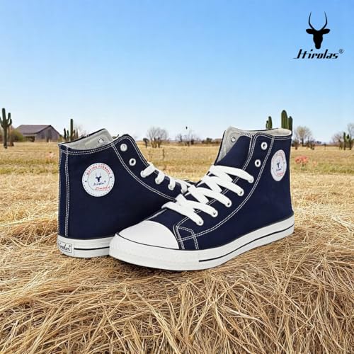 Image of Hirolas Men's Vulcanized Canvas Rubber Toe High Ankle Skateboard Sneakers Shoes.