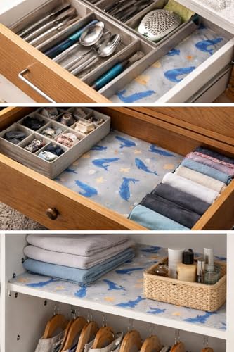 Image of ElastPro (45 cm X 5 m) Printed Shelf Liners for Kitchen Shelves, Drawer Mat, Shelf Liner, Fridge Mats, Kitchen Cabinet Drawer Mat Liner(Fish Print)