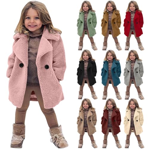 Baby Girls Faux Fur Teddy Long Coat Toddler Girl Winter Fleece Jacket Fluffy Snow Kids Jacket Warm Outwear Clothes