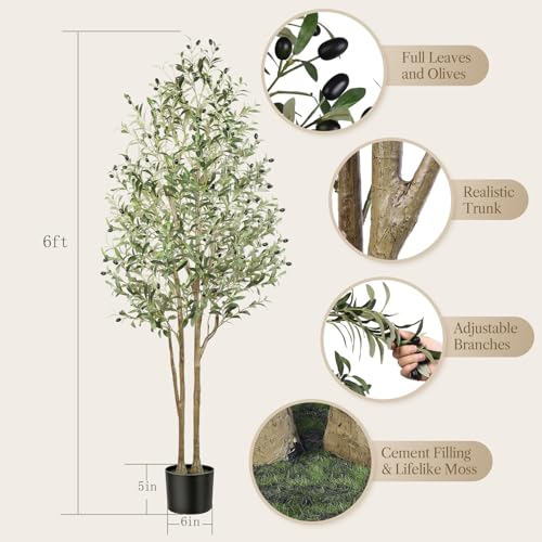 Alupssuc AL-6FT ARTIFICIAL OLIVE TREE Artificial Olive Tree 6Ft Tall Faux Silk Plant(72 Inch In), Indoor Fake Olive Tree thumb #1