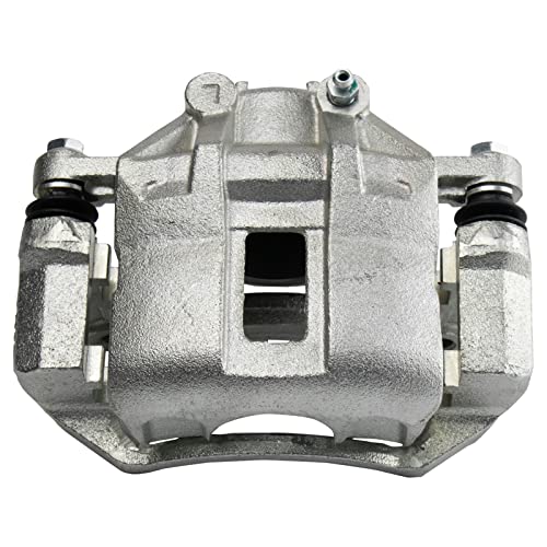 Image of TRQ Front Brake Caliper Set Zinc Coated Brackets Hardware Compatible with 2006-2011 Hyundai Accent 2006-2012 Kia Rio 2006-2011 Kia Rio5