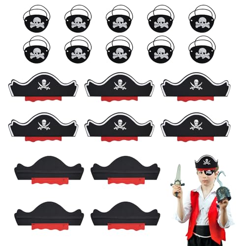 INNAL 10 Pcs Piratenhut und Augenklappe Set für Kinder - Piraten Zubehör für Geburtstag, Piratenparty, Maskerade, Halloween, Rollenspiele