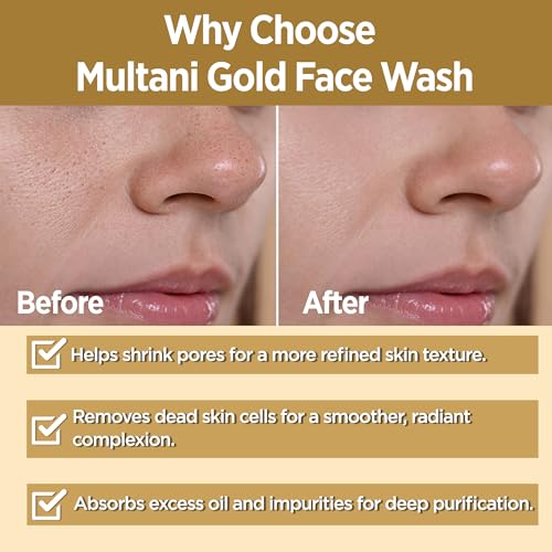Image of Multani Gold Face Wash 150ml (Pack of 2) | Instant Glow Brightening Cleanser | Real Gold Dust Anti-Aging Formula | Deep Cleansing Radiance Booster | For All Skin Types
