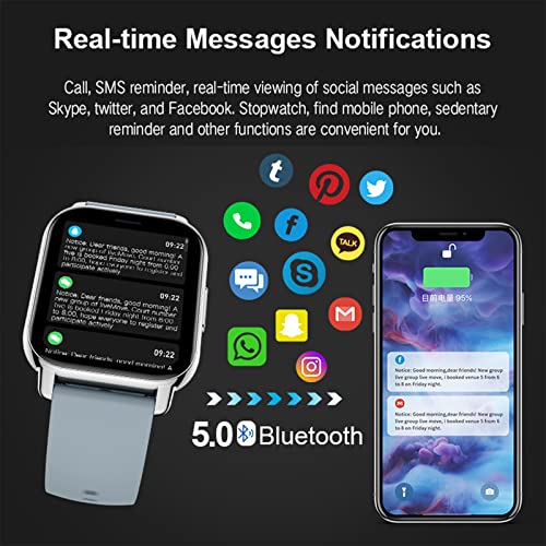 Smartwatch slim horloge, Bellen/beantwoorden, Fitness tracker met Hartslag Slaapmonitor 1.85'' Full-Touch-smartwatch voor Dames Heren Stappenteller voor sportcalorieën - Afbeelding 7