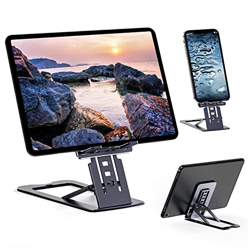 Padwa Lifestyle Soporte Teléfono Móvil, Aluminio Soporte para Tableta Mesa, Plegable en ángulos, Altura Ajustable, para Phone &Tablet de 4.7 "-12.9", para iPhone, iPad, Samsung, Huawei Cover
