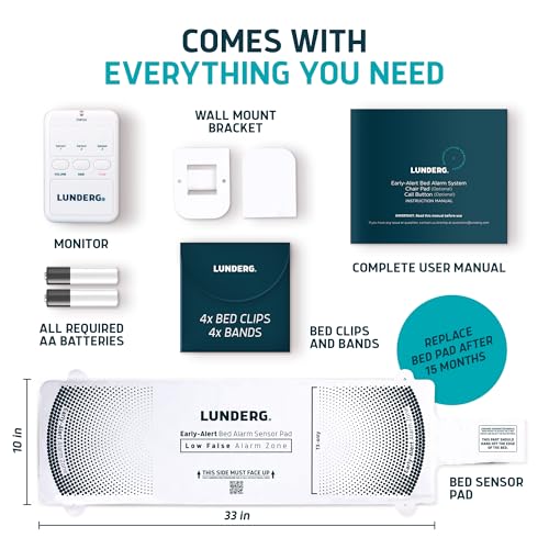 Lunderg UPC-LUN-EABEDKIT Early Alert Bed Alarm For Elderly Adults - Wireless Bed Sensor Pad & Pager - With Pre-Alert Smart Technology - Bed Alarms And Fall Prevention For Elderly And Dementia Patients thumb #4