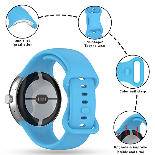 Image of Band Compatible with Google Pixel Watch Soft Silicone Sport Watch Bands Replacement Watch Strap Bracelet for Google Pixel Watch Smartwatch Accessories