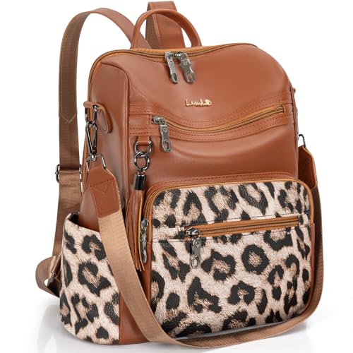Image of PU Leather Backpack Purse for Women Travel Convertible Shoulder Tassel Bag Ladies Work Travel Handbags