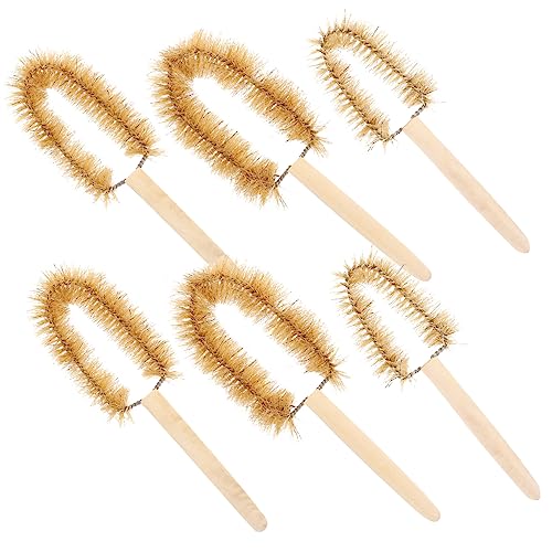 HOMOCONO 6pcs Pig Hair Pipe Cleaner Brush Straw Cleaning Brush Brush to Clean Straws Wooden Chemicals Wash Brush