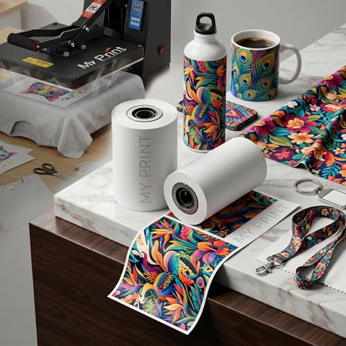 Image of MY PRINT Sublimation Paper Roll 8.5 Inch x 100 Meter | 80 GSM Sublimation Paper | Compatible with A4 Sublimation Printers | For T-Shirt, Polyester Fabric, Lanyard, Ribbon & Custom Printing