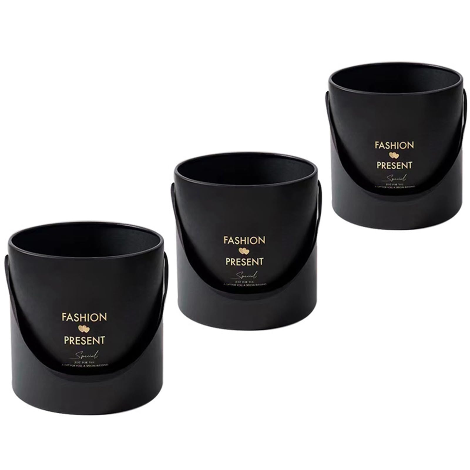 Of 3 Paperboard Bouquet Holders Round Flower Arrangement Buckets with Handles Floral Container Flower Arrangement Holder Set