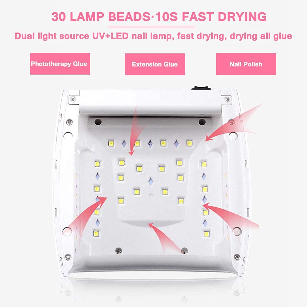 Lampada per Unghie a LED UV Ricaricabile da 48 W, Lampada per Unghie in Gel Cordless PRO Lampada per Unghie Wireless per Essiccatori per Unghie, Strumenti per Nail Art per la Casa e Il Salone, Rosa