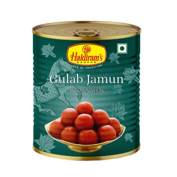 Haldiram's Gulab Jamun Tin | Soft & Juicy Indian Sweets | Traditional Mithai in Sugar Syrup (1Kg)