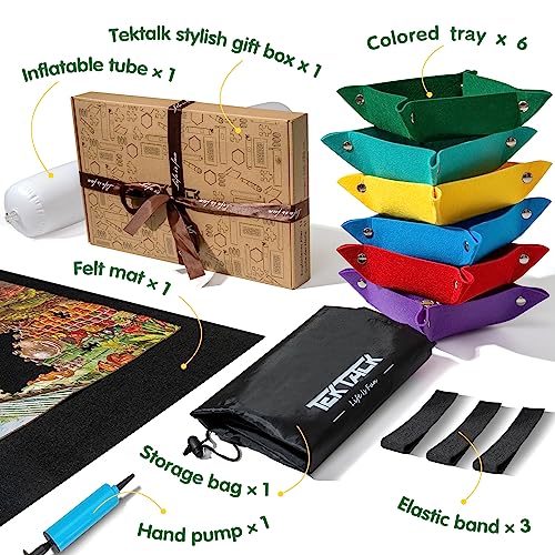 Lavievert Jigsaw Puzzle Roll Mat Puzzle Storage Mat Felt Mat, Long Box Package, Jigroll Up To 1,500 Pieces - Comes with A Drawstring Opening Design Bag & 4 Sorting Trays