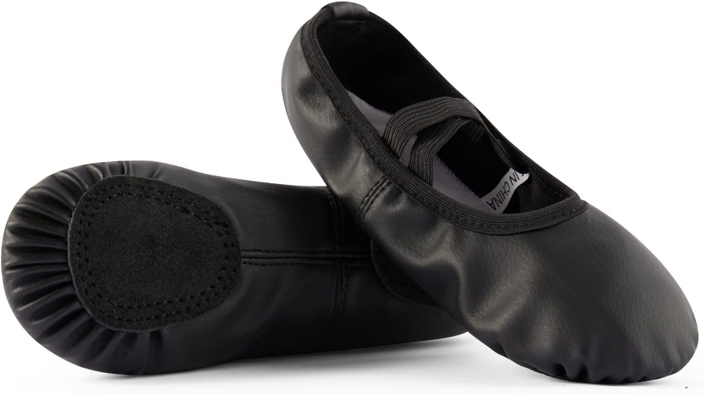 Toddler Ballet Shoes for Girls, Soft Leather Ballet Slippers, No-Tie Ballet Shoes Dance Shoes for Girls (Toddler/Little/Big Kid/Women)