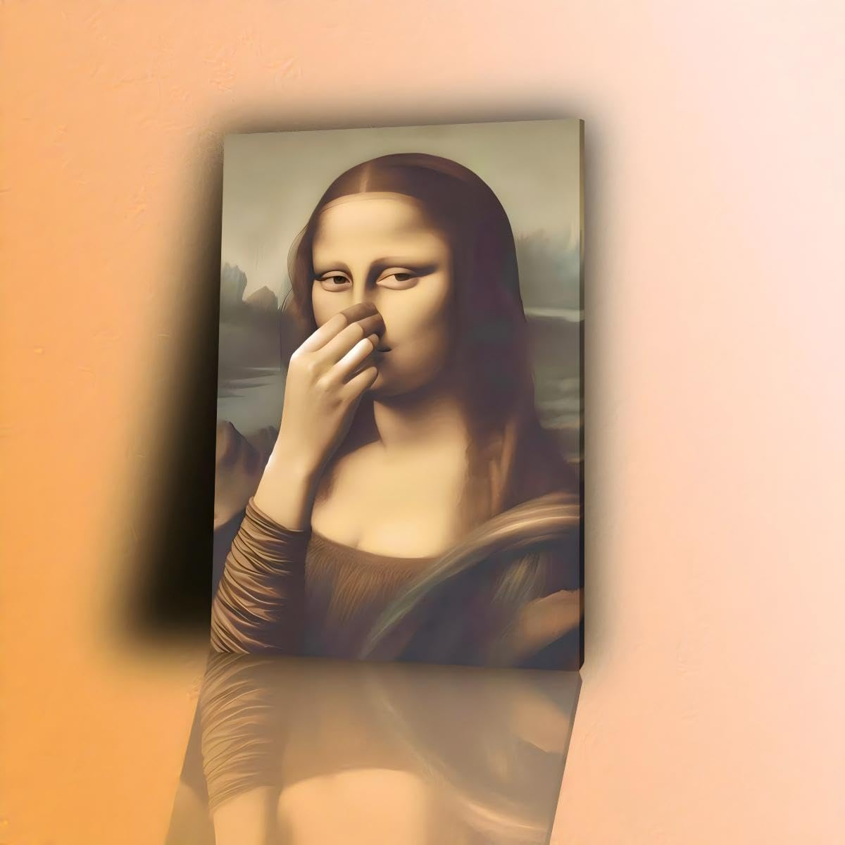 RGsixiot Canvas Wall Art Funny Mona Lisa Vertical Renaissance Portrait