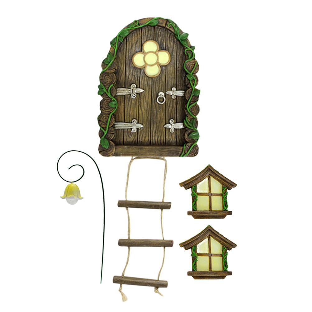 Puerta de hadas para árboles que brilla en la oscuridad y alegra tu jardín en la noche