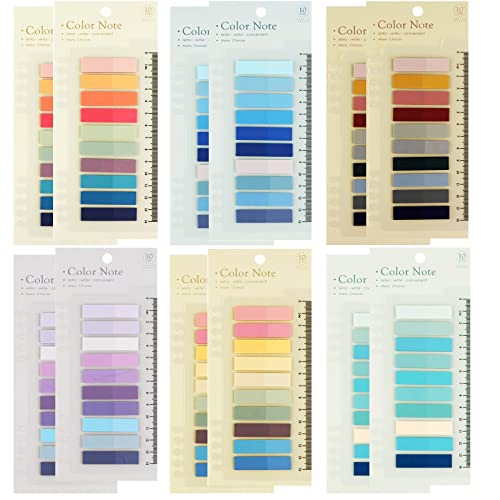 2400 Piezas Marcadores Adhesivos, 6 Estilos de Marcadores de Página Notas Adhesivas, Tiras Auto-Adhesivas de Índice Etiquetas Adhesivas con Regla para la Oficina, la Escuela y el Hogar