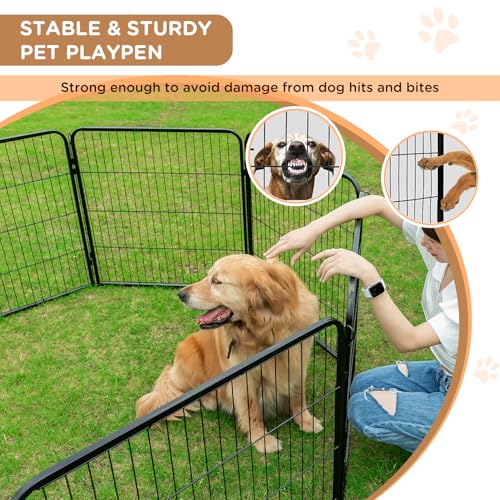 Image of BestPet | Dog Playpen Extender | 40 Inch, 4 Panels | Heavy Duty Metal Pet Exercise Pen | Indoor Outdoor Fence Panels | Rust-Resistant, Removable, Tool-Free Setup | Anti-Skid, Expandable Design