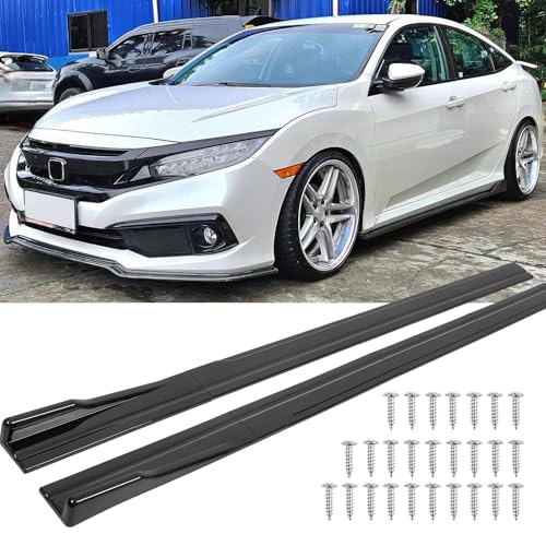 DREAMOTOR 2PCS Universal Car Side Skirts 86.6 Side Skirts Extension Splitter Lip Car Rocker Panels Side Skirt Body Kit Compatible with Honda Civic Toyota Corolla Nissan Altima VW Chevrolet Camaro