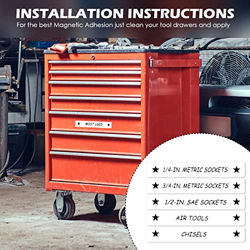 Image of Tenare Magnetic Tool Box Labels, 66 Pcs Toolbox Drawer Labels for Steel Chests, 4.5 x 0.75 Inch Organizer Magnets for Cabinets and Garage Storage(White)