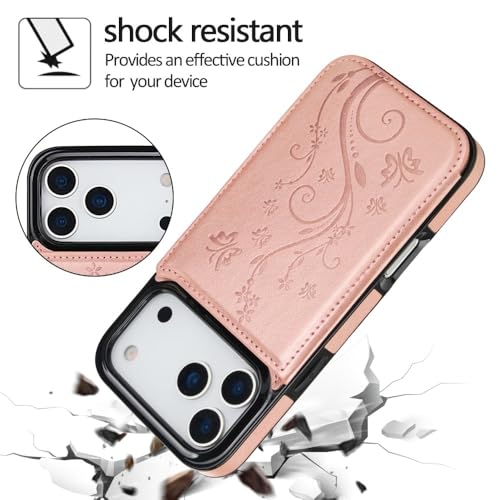 Étui en cuir iPhone 12 Pro Max rose à motif gravé délicat