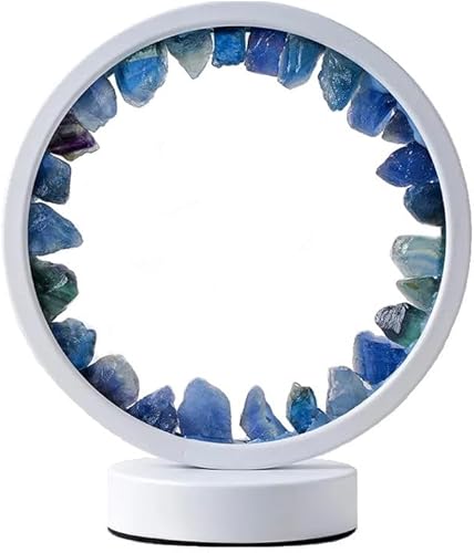 Luz nocturna de cristal natural, lámpara de noche de alimentación USB para dormitorio, sala de estar, protección ocular de luz suave (fluorita verde)