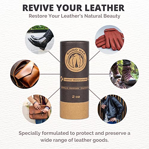 Rhino Wax - Premium Leather Boot Waterproofing Wax (2Oz) - A Terrific Leather Boot Conditioner, Softener, Protector, Moisturizer That Excels As A Waterproofer For Leather Shoes, Boots, Gloves And More #TOP3
