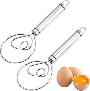 FANDE Fouet Danois, 2 Pièces Fouet à Pâte à Pain, Inoxydable Baton Melangeur de Pate pour Gâteau Dessert Pain Pizza Pâtisserie, Outil pour la Cuisine