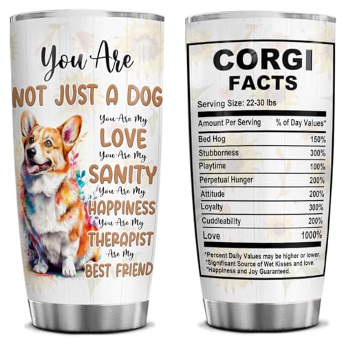 20 Oz Stainless Steel Corgi Tumbler – Funny Nutrition Facts Trave...