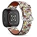 CJBROES Replacement Leather Watch Band, Compatible with Fitbit Versa 3 and Fitbit Sense of Wristband Bracelet Accessory - Watercolor-Bright