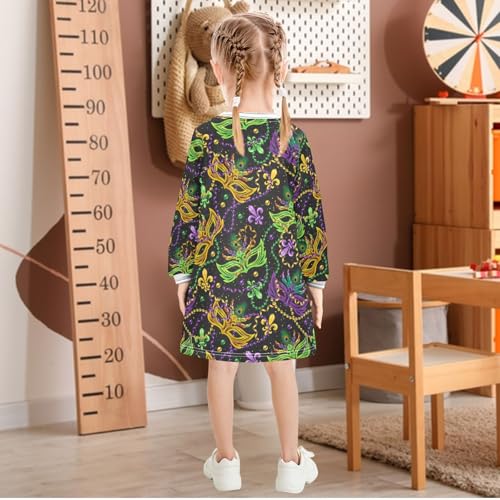 Girls Dresses Toddler Girl Clothes Fleur De Lis String Bead Winter Casual Long Sleeve for Kids 2-8 Years3