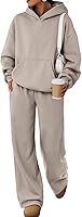 TrendyQueen 2-Piece Plus Size Oversized Sweat Set: Hooded Sweatshirt & Wide Leg Pants for Fall Winter Lounge Travel Outfits