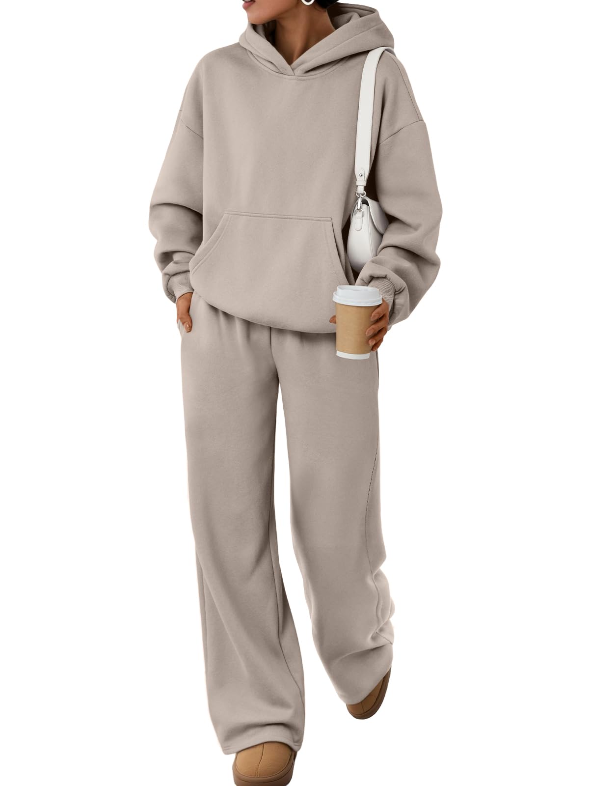 Trendy Queen 2 Piece Lounge Sweat Sets Plus Size Fall Fashion Matching Sweatsuits Wide Leg Pants Travel Outfit
