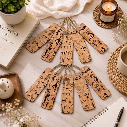 Image of GKD Bookmarks Set of 10 bastar Art Bookmarks Aesthetic with Hard Paperback Book Marker Handmade Tassel dori Book Accessories Unique Gifts for Lovers (ecofriendly 10pc)